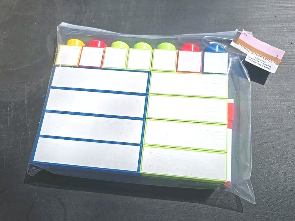 13009 NEW Building Block Dry Erase Blank Blocks 15 Blocks 1 Marker1 Sheet Learn